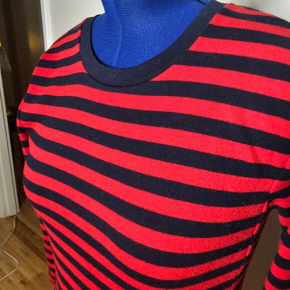 Gap Red & Navy Striped cotton Stretch Sheath Dress with pockets - Picture 2 of 4